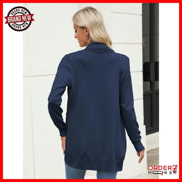 Long Cardigan Sweater Lightweight Open Front Duster Knit with Pockets - Picture 4 of 7